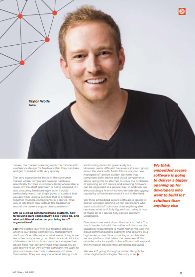 Taylor Wolfe - Customers should sell IoT on the outcomes they provide, not the cost of the service