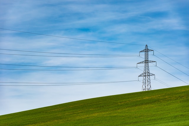 Green landscape with electricity