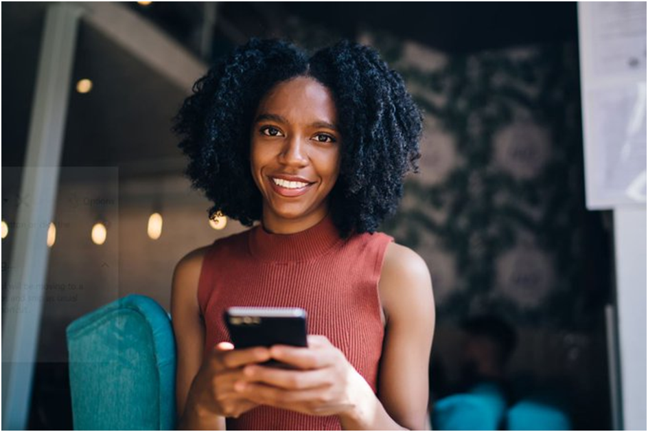A girl enjoying use phone