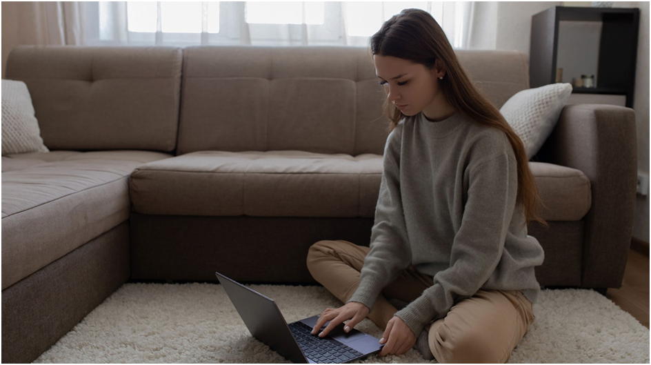 Girl is using laptop