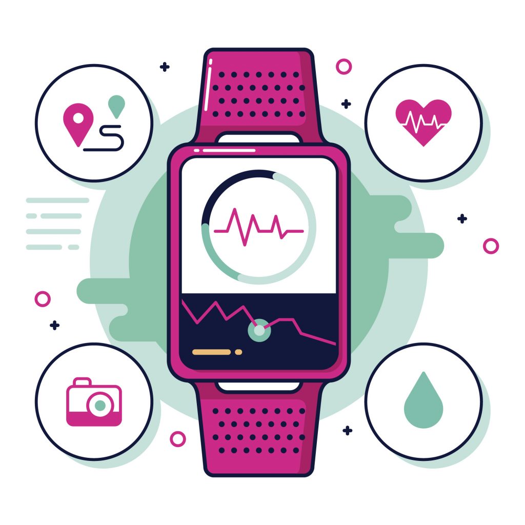 Fitness trackers in flat design