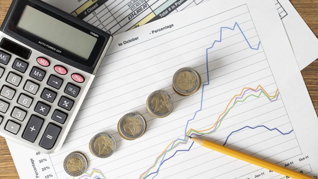 Top view arrangement of finances elements